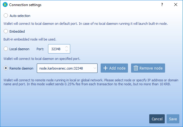 Connection settings